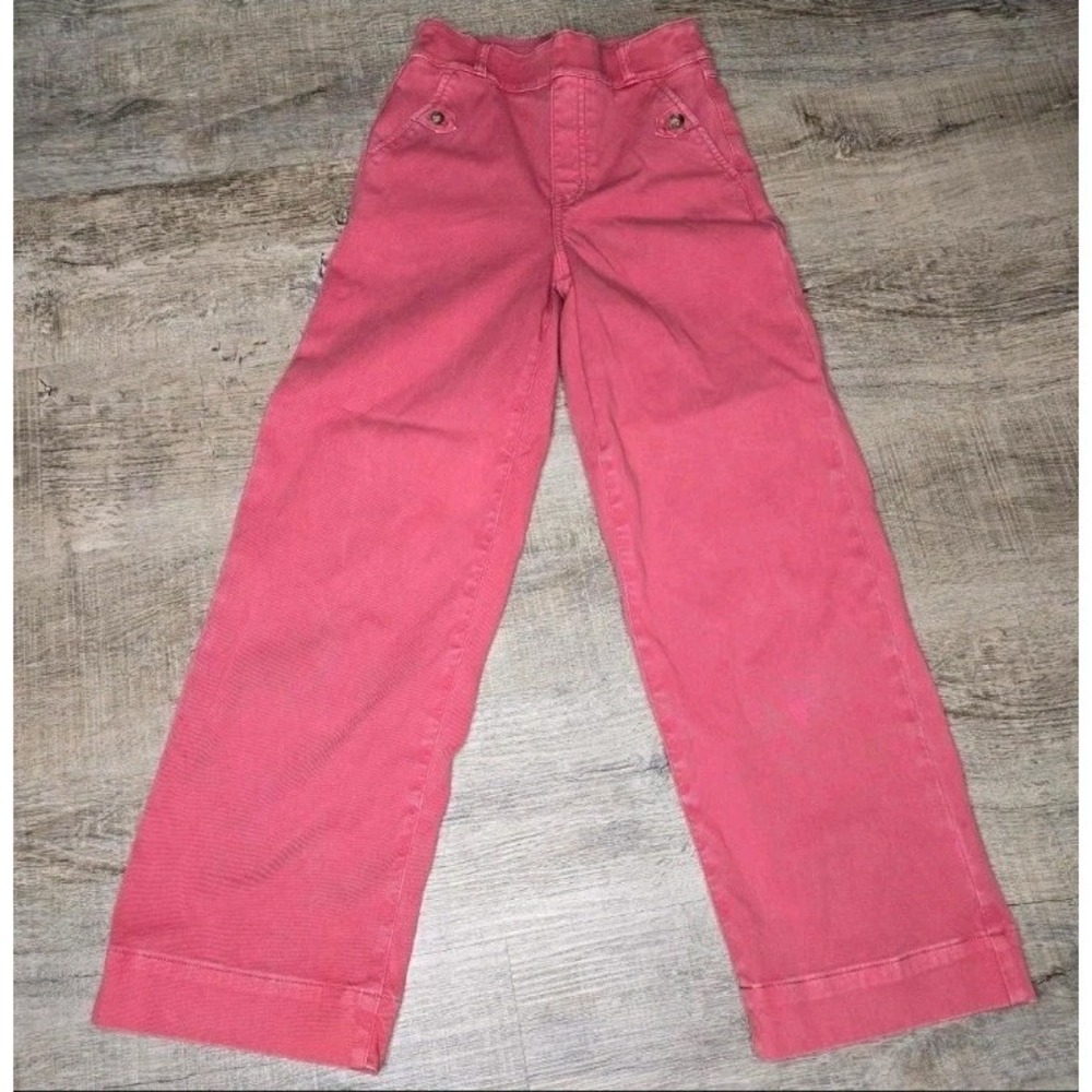 SPANX Pink Wide Leg Cropped Pants High Rise Stretch Twill Barbiecore Coastal XS
